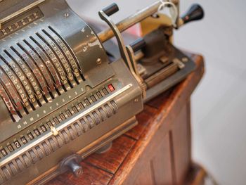 Close-up of antique cash register