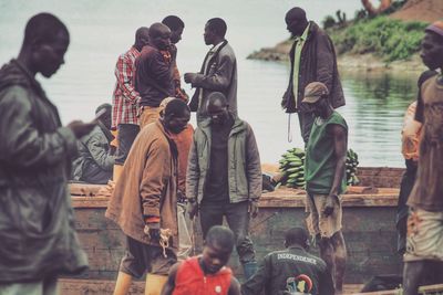 Group of people at market
