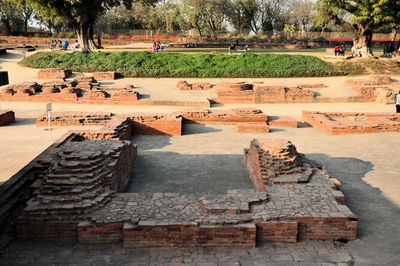 High angle view of old ruins