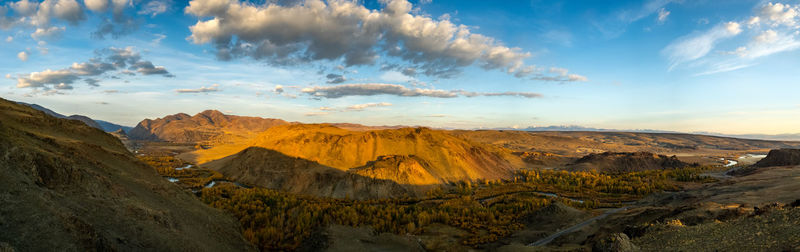 Panoramic view of landscape against cloudy sky