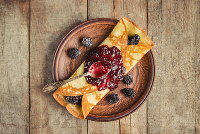 Directly above shot of food in plate on table