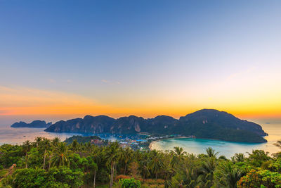 Scenic view of sea against sky during sunset