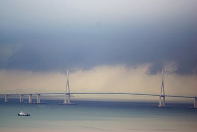 Suspension bridge over sea