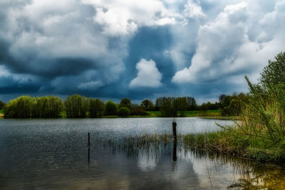 Scenic view of lake against sky