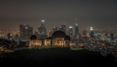 City lit up at night