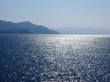 Scenic view of sea against clear sky