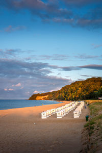 Scenic view of beach against sky