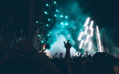 People enjoying music concert at night