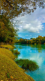 Scenic view of lake against sky