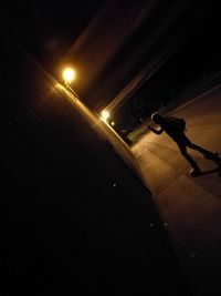 Illuminated road at night