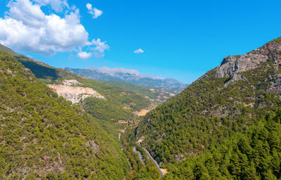 Scenic top view of coniferous forests and mountains in antalya province, turkey