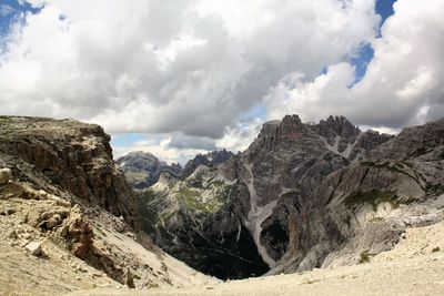 Scenic view of rocky mountains against sky