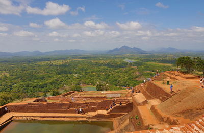 High angle view of tourist at sigiriya