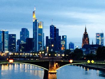 City skyline with river in background