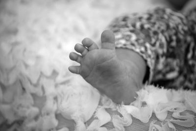 Close-up of newborn baby foot
