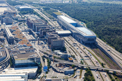 High angle view of highway in city