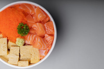 High angle view of breakfast on table