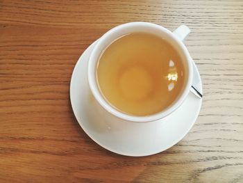 High angle view of coffee on table