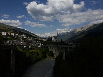 Panoramic view of buildings against sky in city