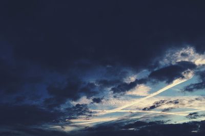 Low angle view of vapor trail in sky