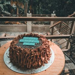 Close-up of cake on table