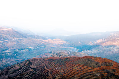 Scenic view of mountains against clear sky