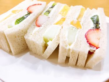 High angle view of bread in plate