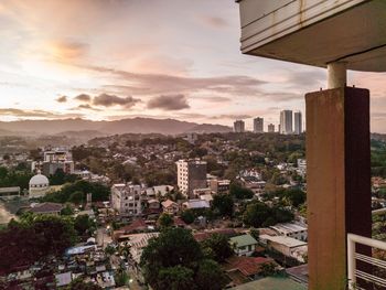 High angle view of buildings in city