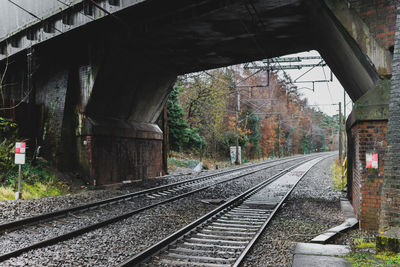 Railway tracks seen through bridge