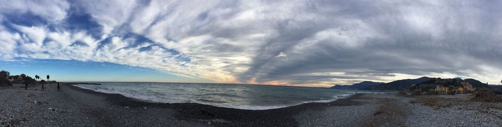 Scenic view of sea against cloudy sky