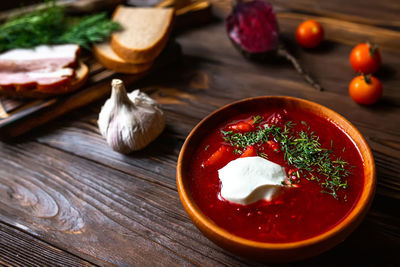 Close-up of food on table