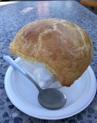 High angle view of bread in plate