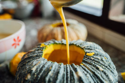 Close-up of yellow food on table