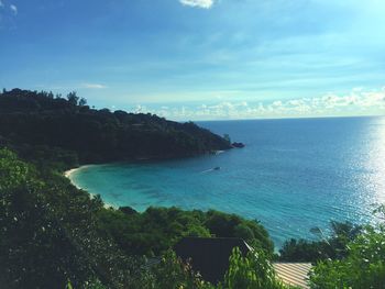 Scenic view of sea against cloudy sky