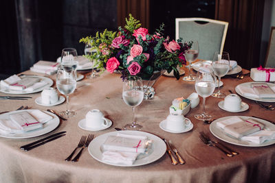 Place setting on table