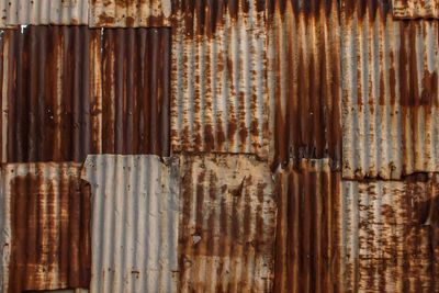 Full frame shot of rusty corrugated irons