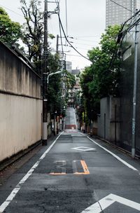 Empty street amidst walls