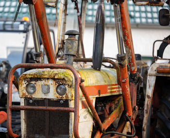 White rusty vintage tractor from 1971