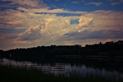 Scenic shot of calm lake against sky