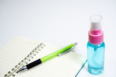 High angle view of pen on table