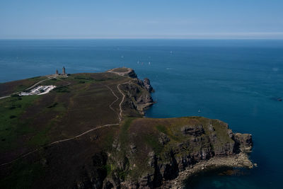 Scenic view of sea against clear sky