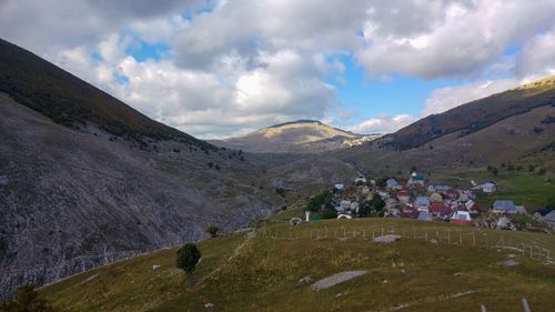 Scenic view of mountains against sky