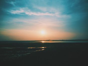 Scenic view of sea at sunset