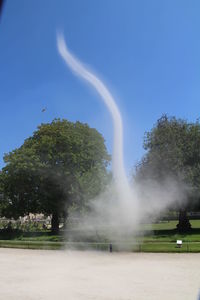 Trees on field against clear sky