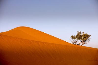 Low angle view of desert against clear sky