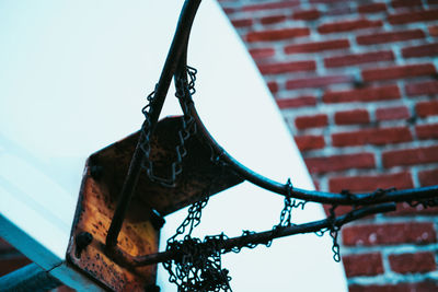 Low angle view of basket ball hoop