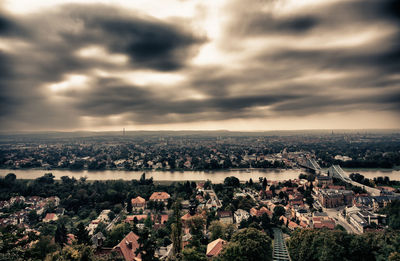 High angle view of townscape against sky