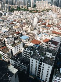 High angle view of buildings in city