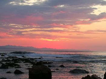 Scenic view of sea against sky during sunset