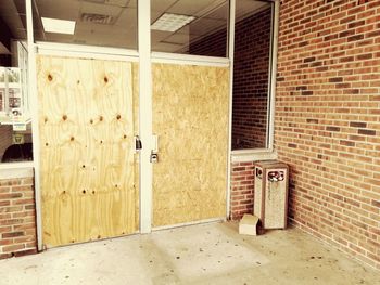 Closed door of building